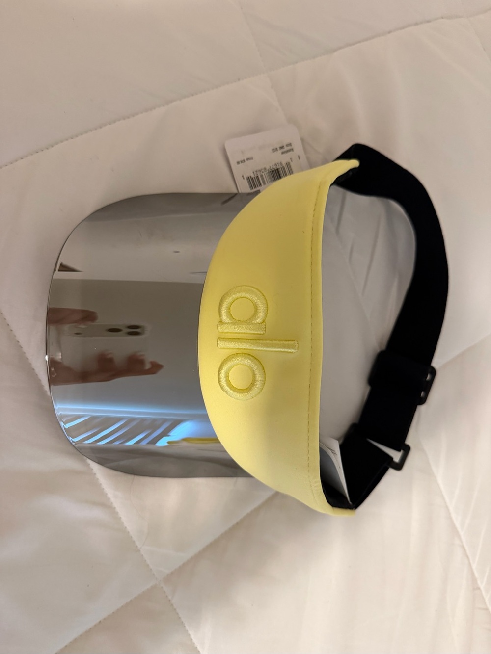ALO Yoga Yellow Visor with Silver Reflective Shield and Black Strap